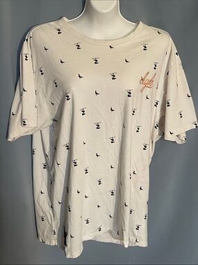 DGK Cream Short Sleeve Tee with Black Mini Print and Orange Script Logo